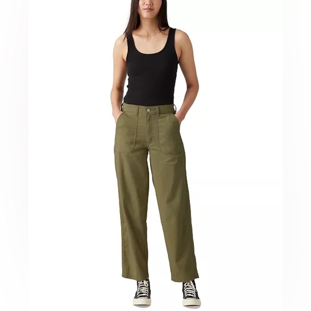 Levi’s green khaki utility cargo 30 wide leg crop minimalist y2k pant skater